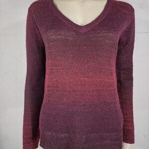 Prana burgundy magenta dark red long sleeve knit top shirt blouse womens Medium